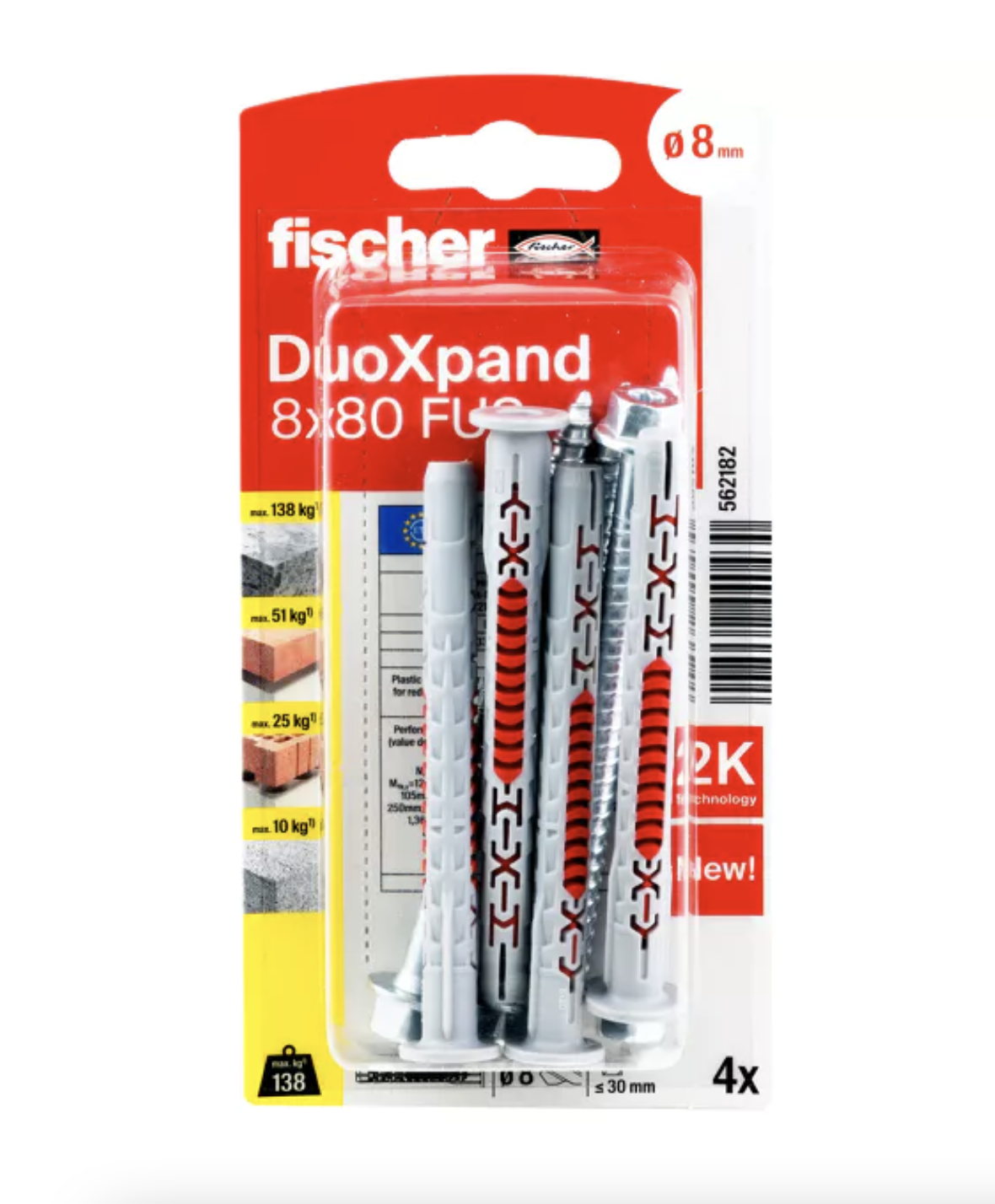 DuoXpand kaištis su varžtu 8x80 FUS, 4 vnt.