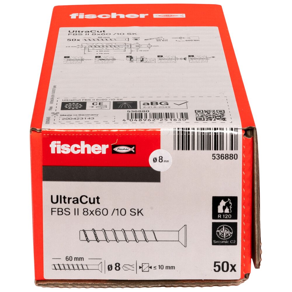 Betonsraigtis kūgine galva UltraCut FBS II 8x60 SK, Fischer 50 vnt. - Image 5