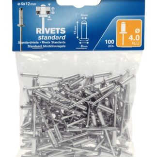 Kniedės „Rapid" 4 x 12, 100 vnt.