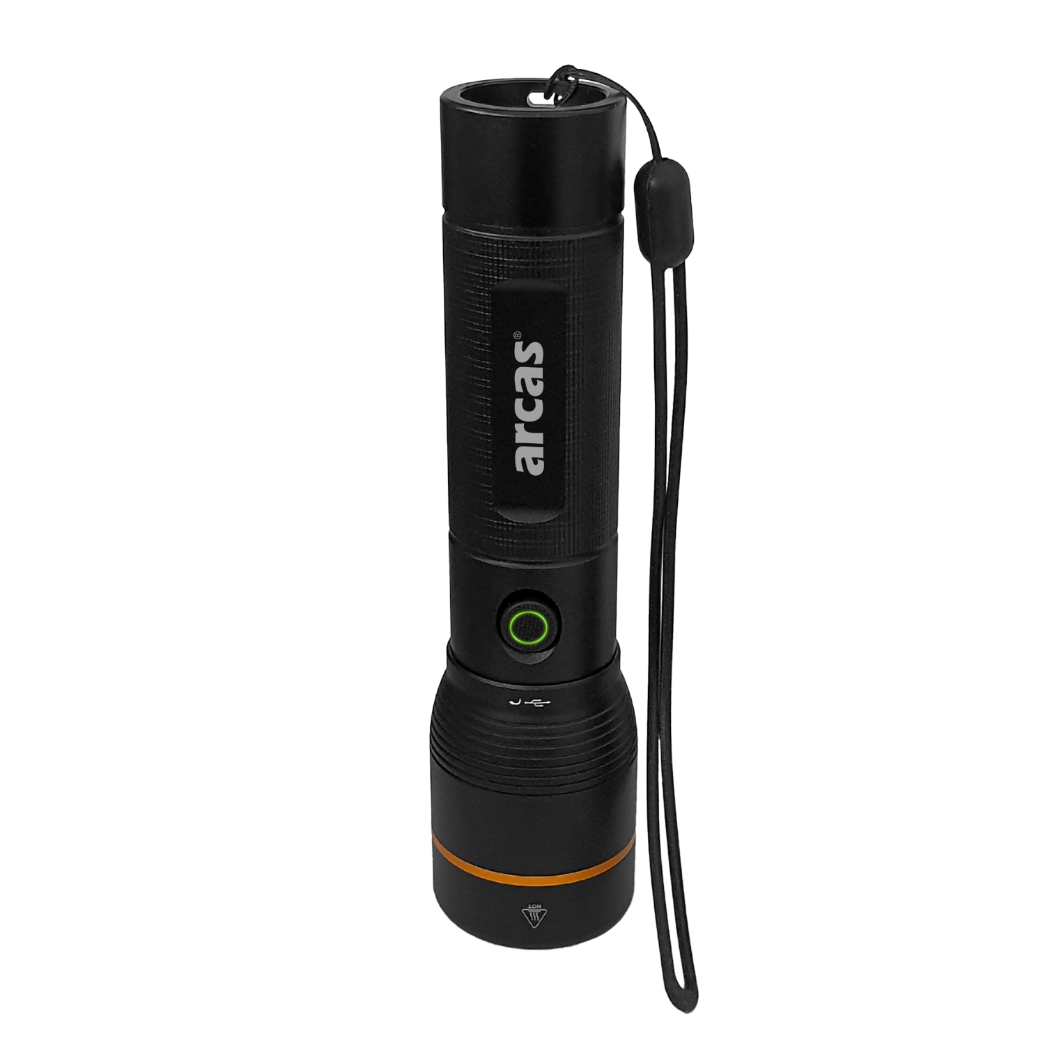 Rankinis žibintuvėlis, 2000lm, 20W, įkraunamas USB-C, juodas, ARCAS
