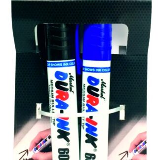 Žymekliai „Dura-Ink 60“, juodi ir mėlyni