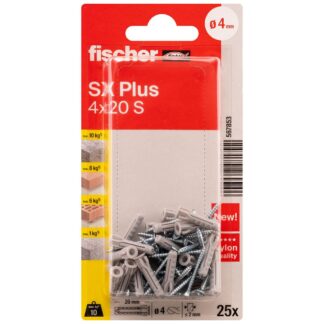 FISCHER kaiščiai su varžtais SX Plus S, 4x20 mm, 25 vnt.