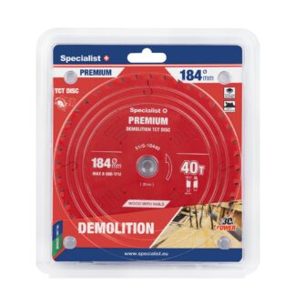 Pjovimo diskas 184x40Tx20/16mm, Demolition PREMIUM, SPECIALIST+