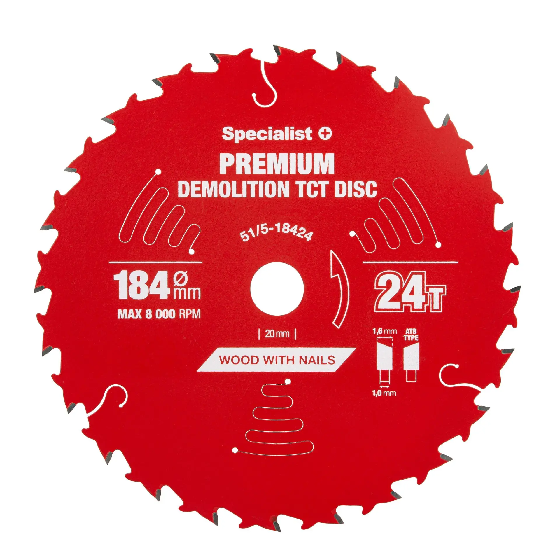 Pjovimo diskas 184x24Tx20/16mm, Demolition PREMIUM, SPECIALIST+ - Image 2