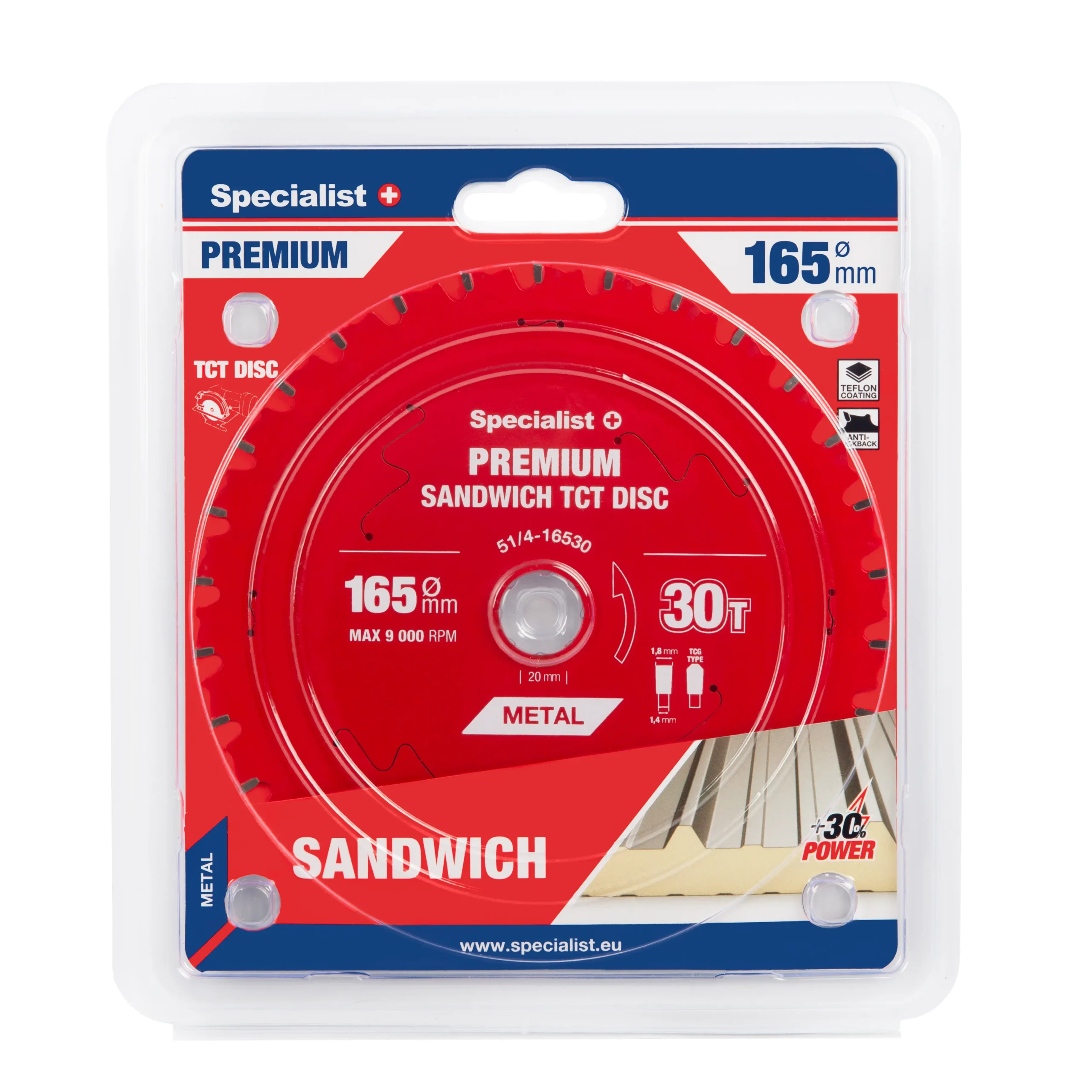 Pjovimo diskas 165x30Tx20mm, Sandwich PREMIUM, SPECIALIST+