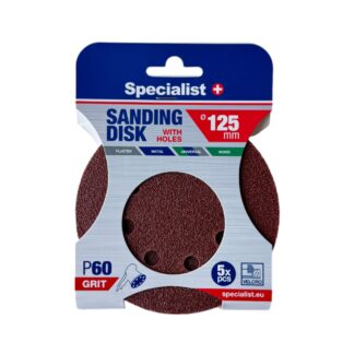 SPECIALIST+ šlifavimo popierius su skylėmis P60, 125 mm, 5 vnt.