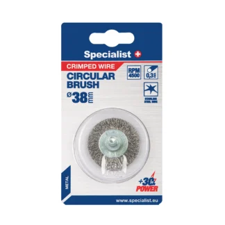 Vielinis šlifavimo diskas, tiesios vielos, su koteliu, 38 mm, SPECIALIST+