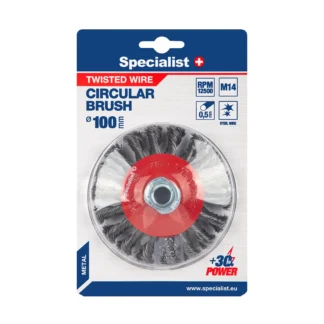 Vielinis šlifavimo diskas, suktos vielos, 100 mm, M14, SPECIALIST +