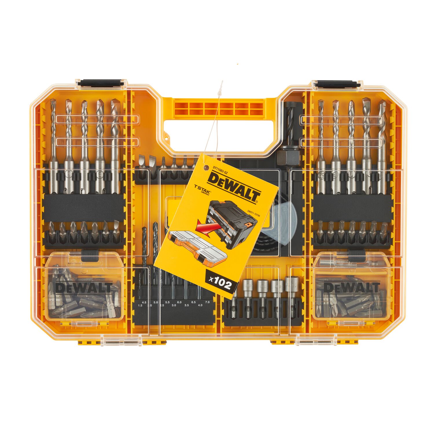 TSTAK antgaliukų-grąžtų komplektas, DeWALT 102 vnt. - Image 2