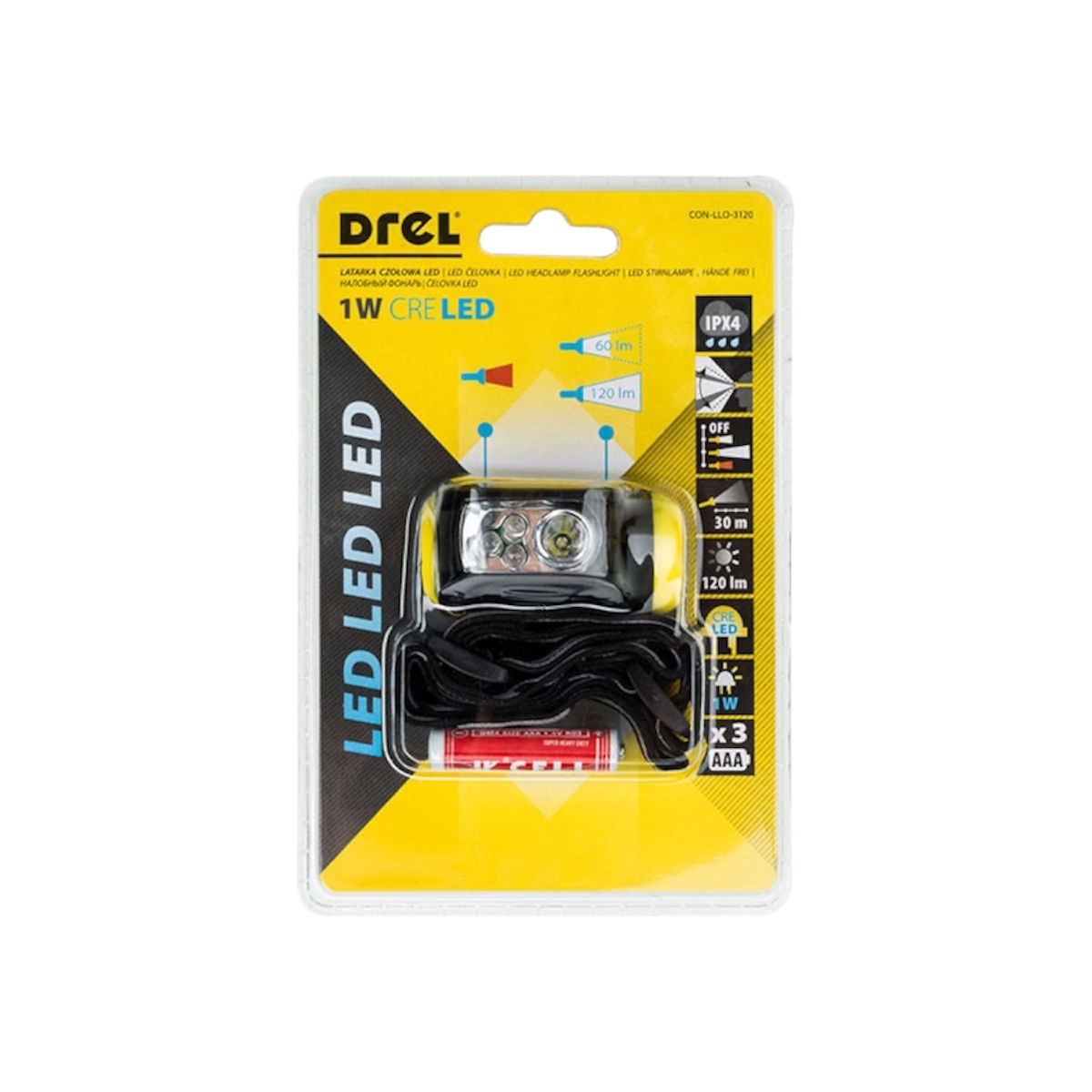 Galvos žibintuvėlis DREL 1W LED