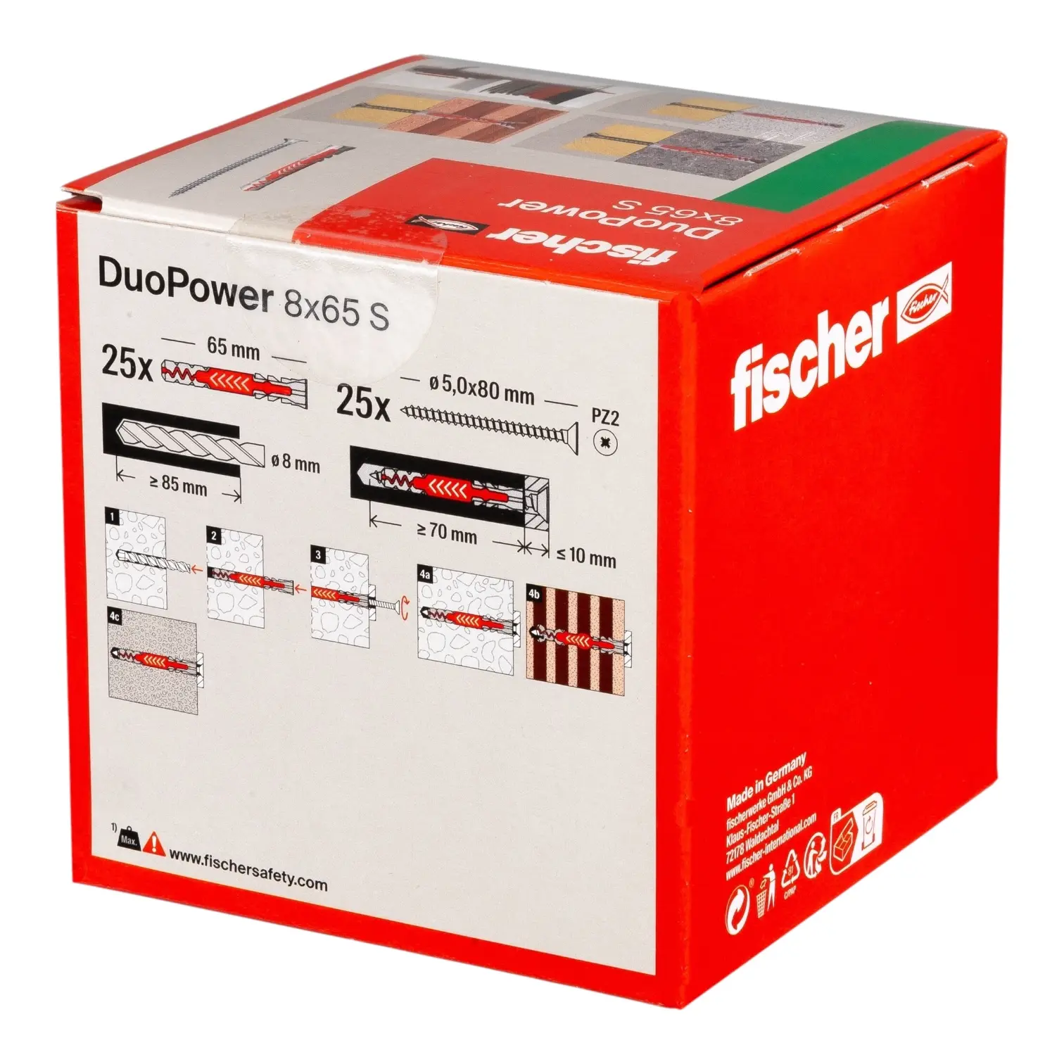Universalus dvikomponentis kaištis DuoPower 8x65 S su varžtu, 25 vnt. FISCHER - Image 4