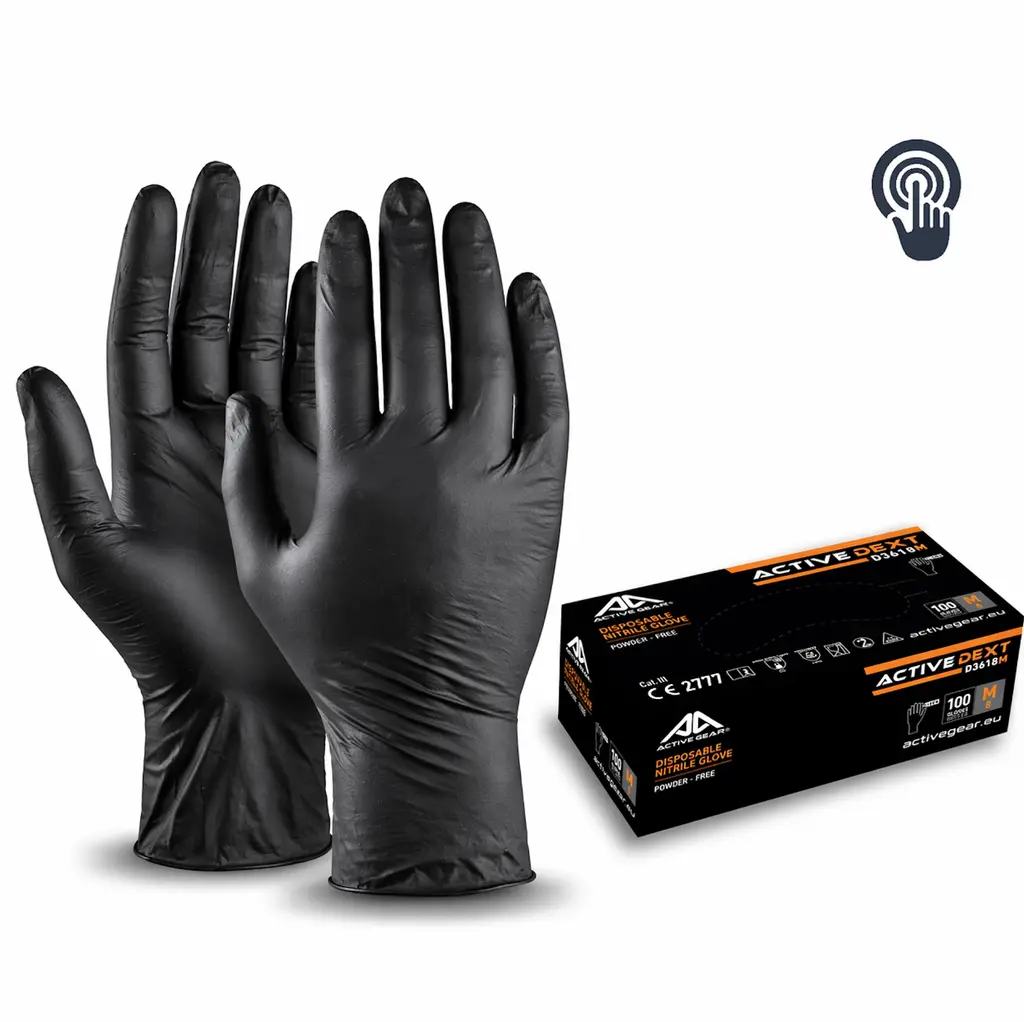 Nitrilinės pirštinės be pudros 8 (M) DEXT, ACTIVE GEAR, 100 vnt