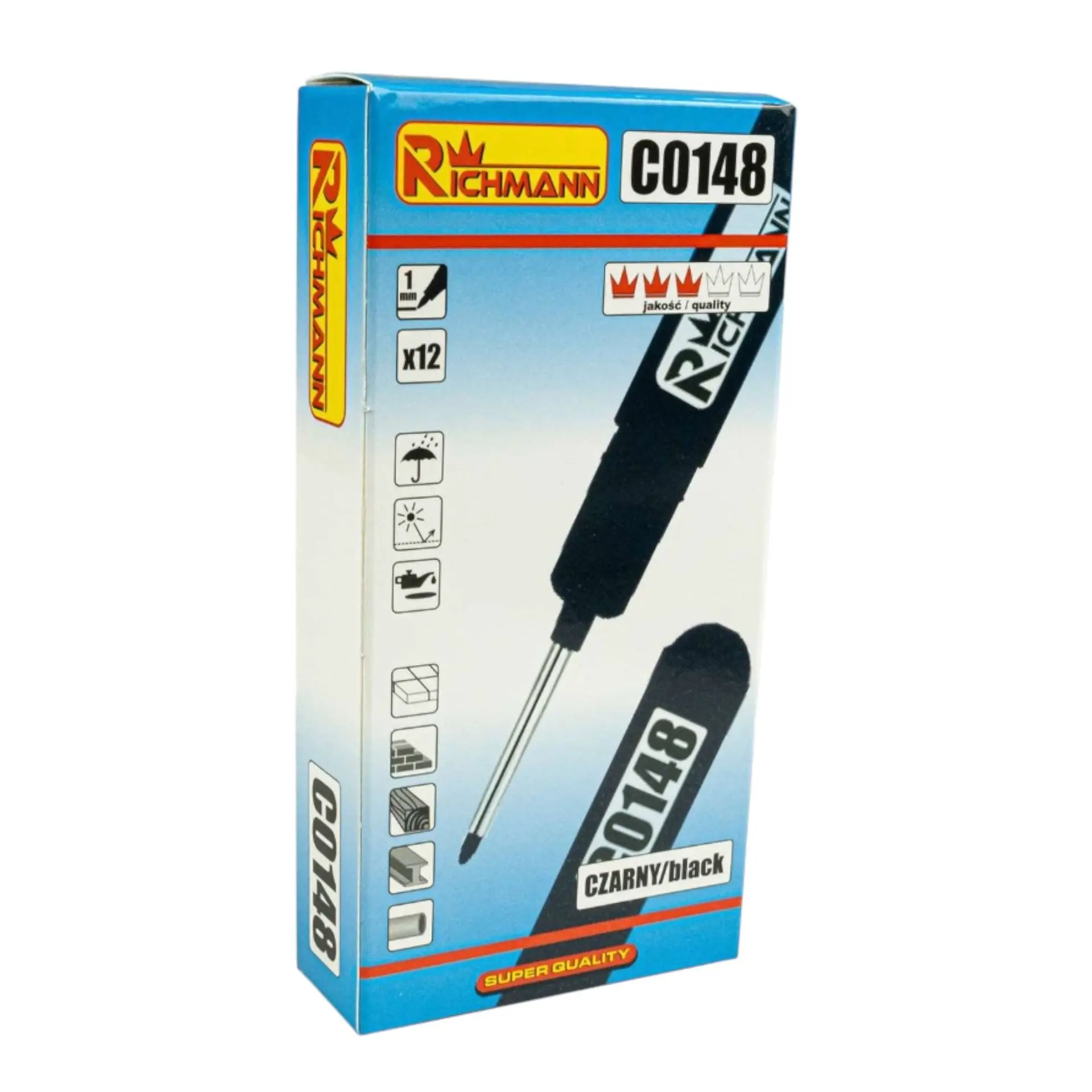 Juodas markeris 1mm, ilgu galu RICHMANN