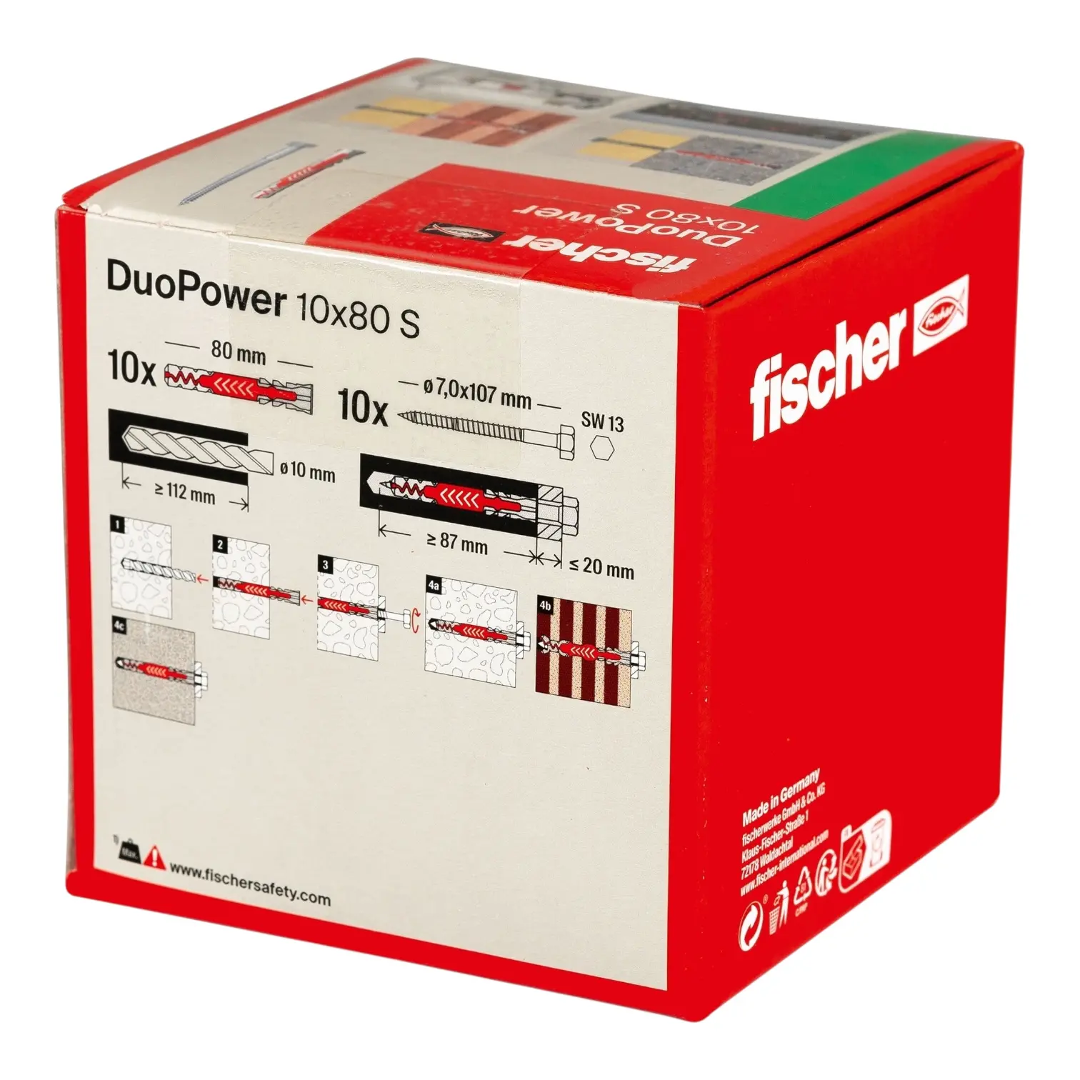 Universalus dvikomponentis kaištis DuoPower 10x80 S su varžtu, 10 vnt., FISCHER - Image 4